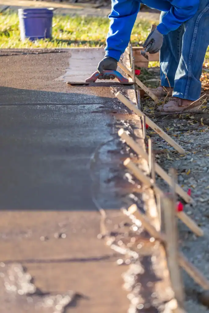 Concrete driveway pouring and leveling by land management professionals.
